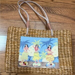 Y2K Aloha Hula Dancers Woven Tote Bag